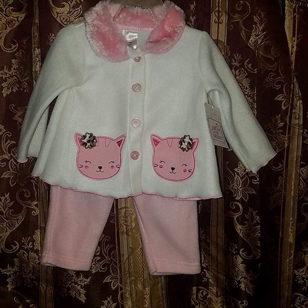 NWT"Swiggles"pink/white2pc matching  fleece outfit